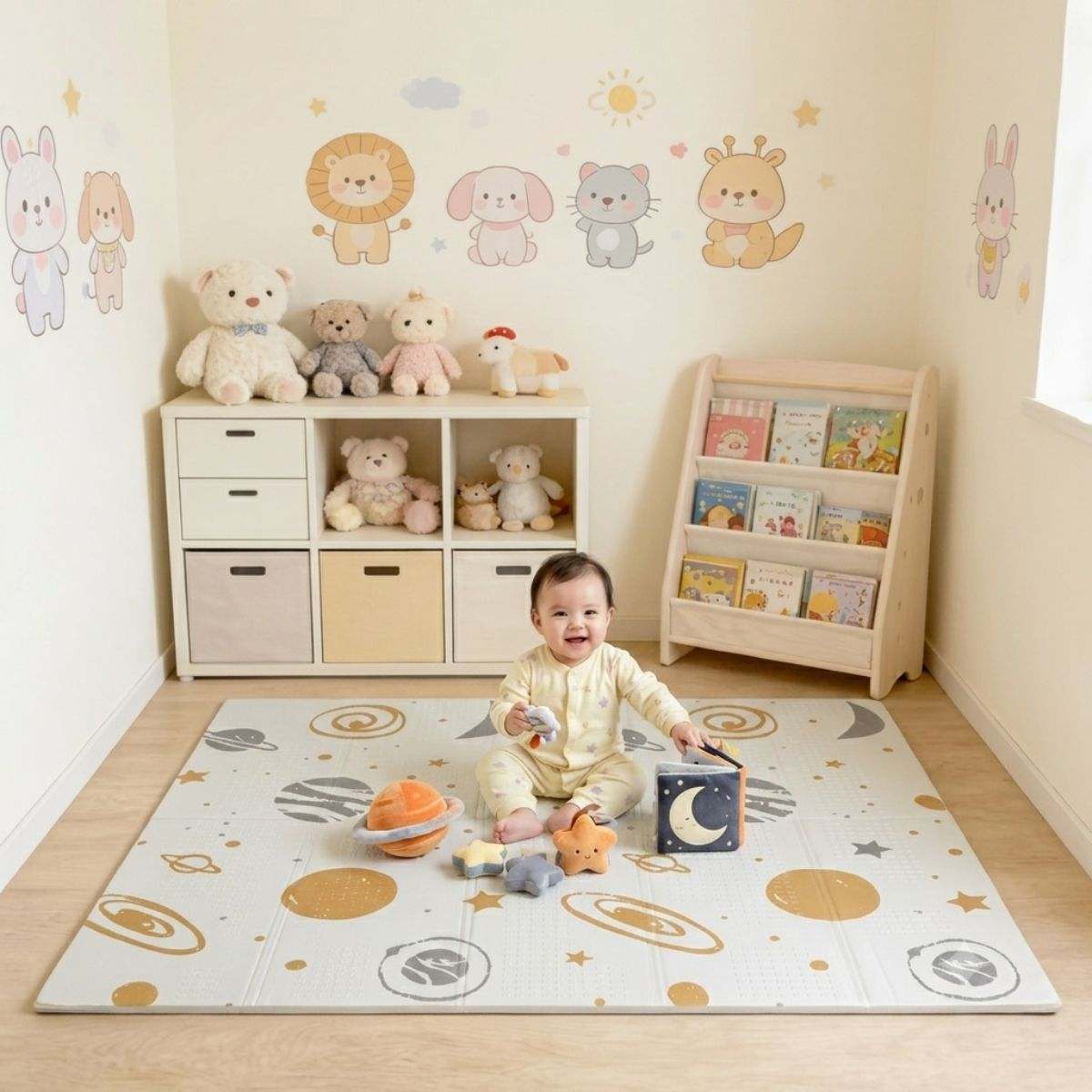 BabiePlay Large Baby Play Mat 200×180 cm – Foldable Waterproof Reversible Foam