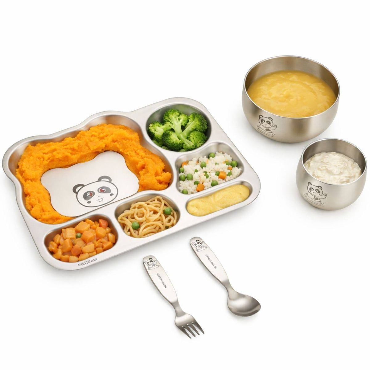 Toddly MealMate Pro – Premium Double-Layer Stainless Steel 5pcs Feeding Set for Baby-Led Weaning