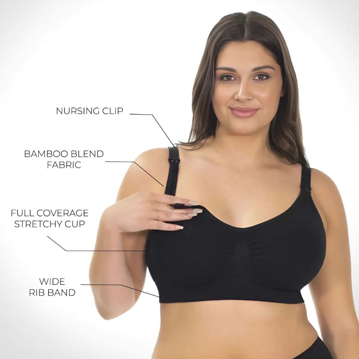 B Free Bamboo Wire Free Maternity and Nursing Bra in nude with drop-down cups and removable padding