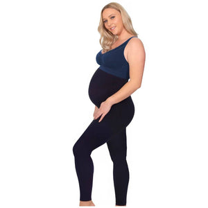 Black B Free Maternity bamboo leggings with high-rise ribbed waistband and seamless stretch design