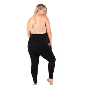 Pregnant woman wearing B Free Maternity Support Leggings with over-the-bump ribbed waistband and seamless stretch fabric