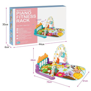 BabiePlay Kick'n'Play Musical Activity Baby Gym Mat with interactive piano and colorful hanging toys for early motor skill development and sensory stimulation
