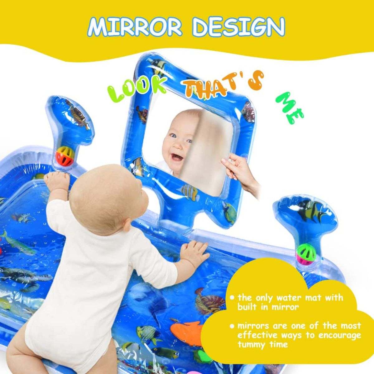 Babieplay Tummy Time Sensory Mat water mat with colorful floating toys for baby motor skills development