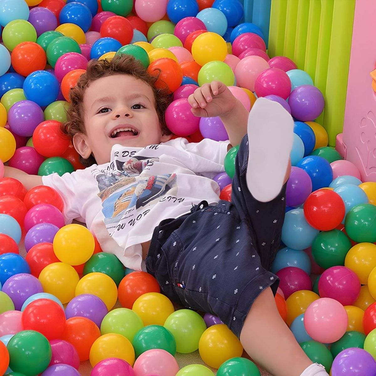 BabiePlay Ultimate Foam Ball Pit in pastel colors for indoor child play and skill development