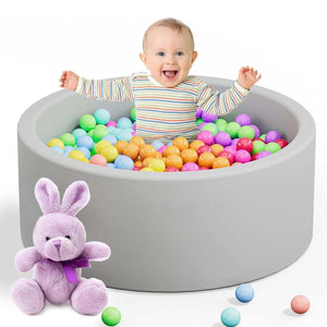 BabiePlay Ultimate Foam Ball Pit with vibrant pastel balls for indoor child play and development