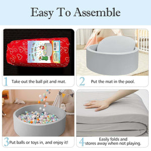 BabiePlay Ultimate Foam Ball Pit with colorful pastel balls for indoor child play and skill development