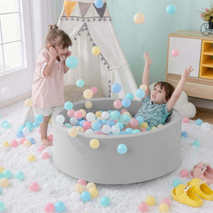 BabiePlay Ultimate Foam Ball Pit with pastel balls for indoor child play and skill development