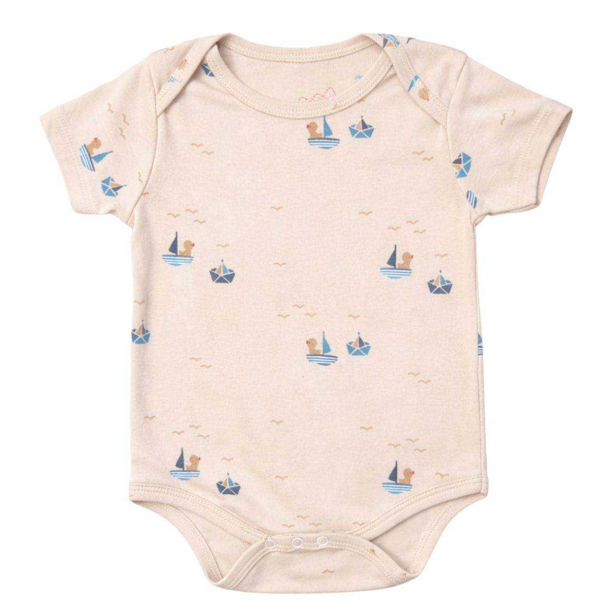Feather & Fawn Hopscotch short sleeve baby bodysuit with nautical prints