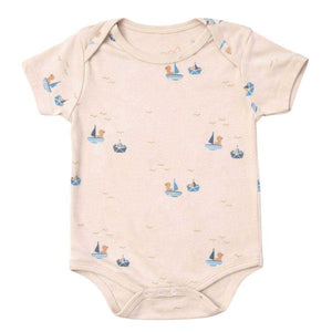 Feather & Fawn Hopscotch short sleeve baby bodysuit with nautical prints