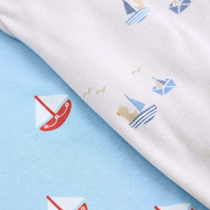 Feather & Fawn Hopscotch short sleeve baby bodysuit with nautical prints