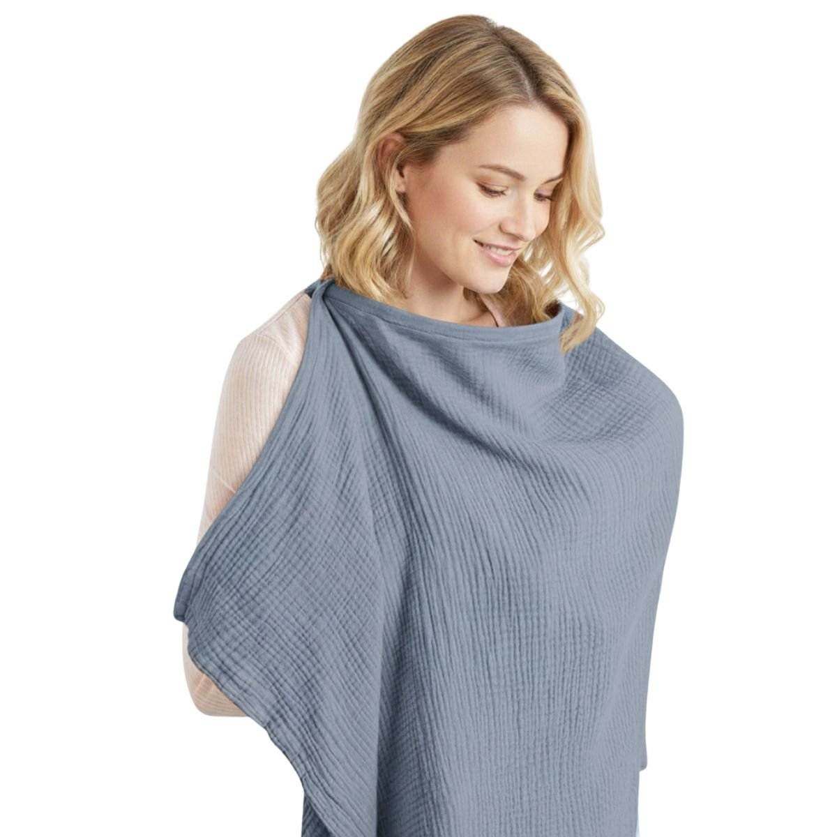 MaterniCare 360° breathable cotton breastfeeding cover with peek-in neckline