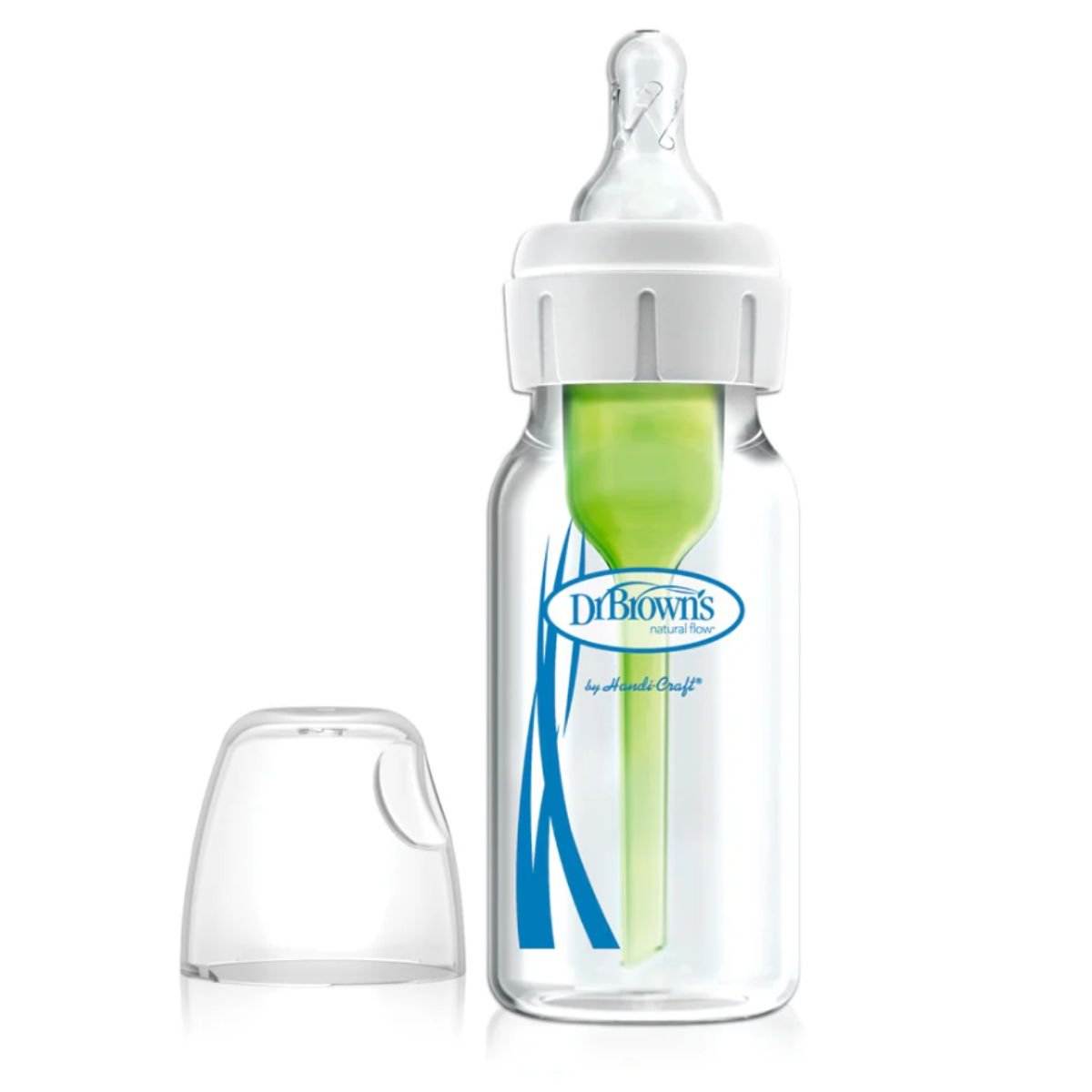 Dr Brown's Options+ Anti Colic Narrow Neck GLASS Bottle with Level 1 Teat, 120ml & 250ml Baby Bottle