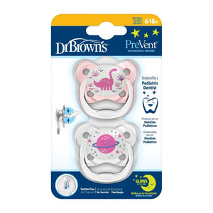 Dr Brown's PreVent Glow in the Dark Butterfly Shield Soother Pacifiers