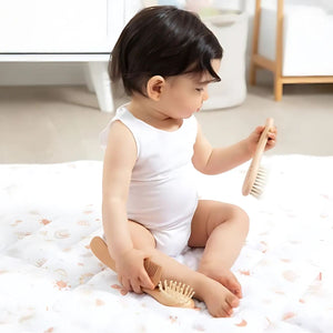 Feather & Fawn 3 - Piece Baby Grooming Set 3 Pcs Wooden Brush & Comb Set Baby Grooming Kits