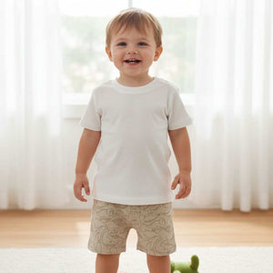 Feather & Fawn Boochee Baby Boys Ecru Dinosaur Knit Shorts Baby Clothes