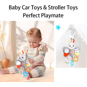 Feather & Fawn Hanging Toy for Prams & Strollers | Penguin, Bee, Rabbit, Parrot Pram Hanging Toy