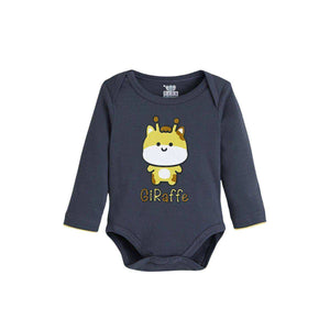 Feather & Fawn long sleeve cotton baby bodysuit with lap shoulder and snaps