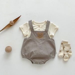 Feather & Fawn Mignon Bear Overall Romper Baby Clothes