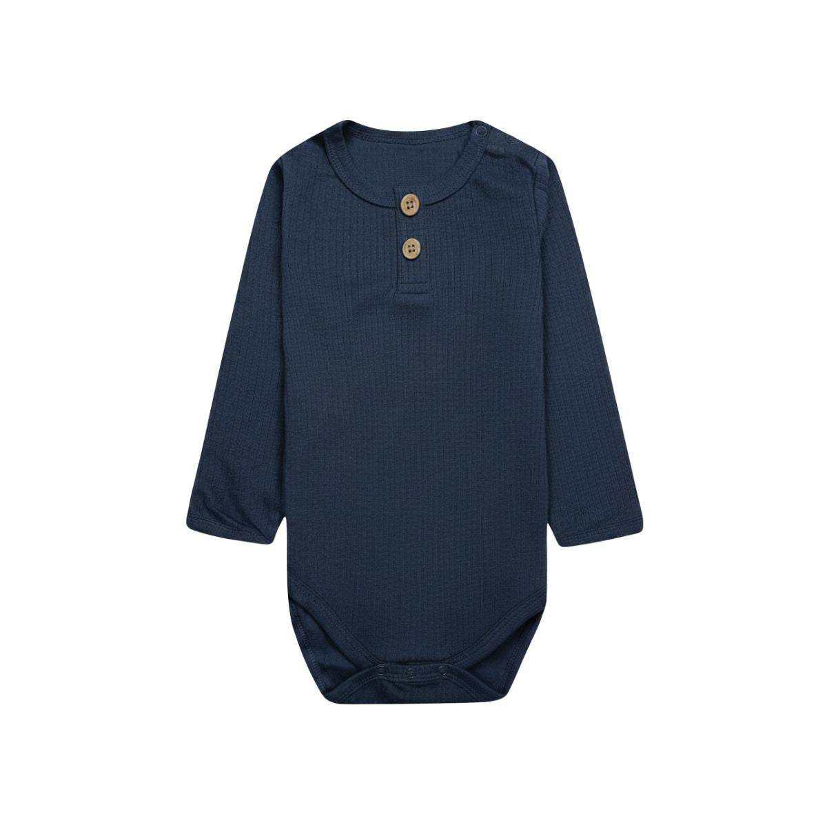Feather & Fawn Reflex long sleeve baby bodysuits three pack navy white blue stripe