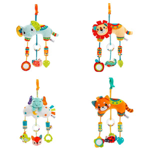 Feather & Fawn Sensory Animals Baby Hanging Toy For Pram With Teether Pram Hanging Toy
