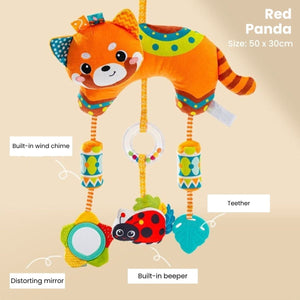 Feather & Fawn Sensory Animals Baby Hanging Toy For Pram With Teether Pram Hanging Toy