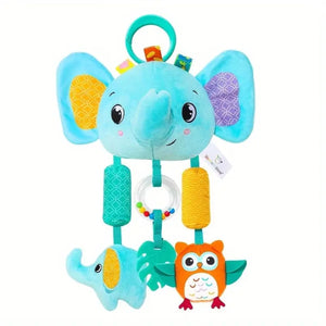 Feather & Fawn Sensory Pram Hanging Toy | Elephant & Fox Hanging Mobile Pram Hanging Toy