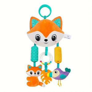 Feather & Fawn Sensory Pram Hanging Toy | Elephant & Fox Hanging Mobile Pram Hanging Toy