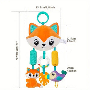 Feather & Fawn Sensory Pram Hanging Toy | Elephant & Fox Hanging Mobile Pram Hanging Toy