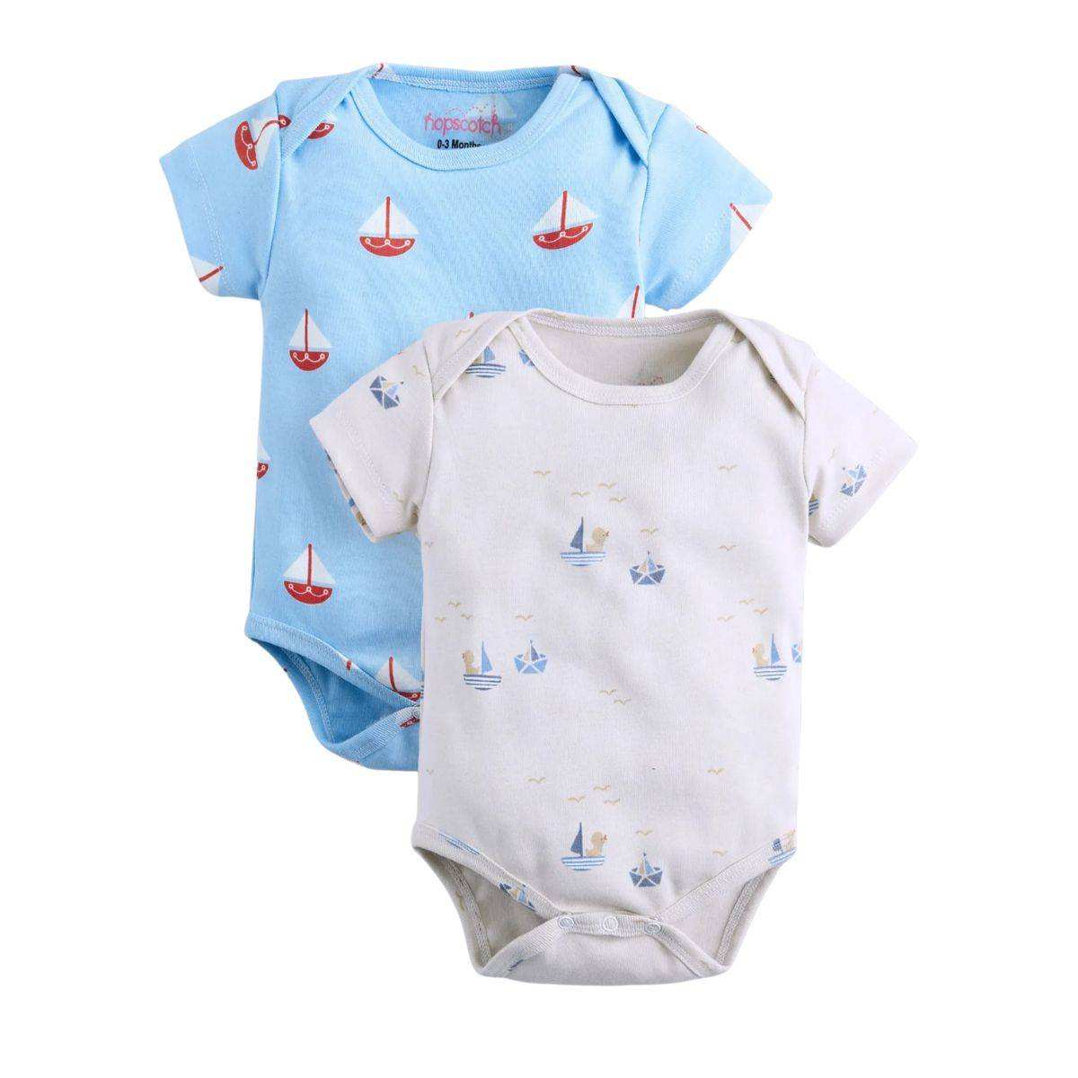 Feather & Fawn short sleeve baby bodysuit with nautical prints