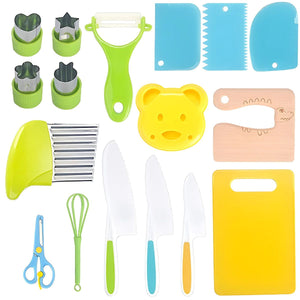 Kidst 17 - Piece Toddler Montessori Kitchen Set - Safe Cooking Utensils for Kids Toy Playsets