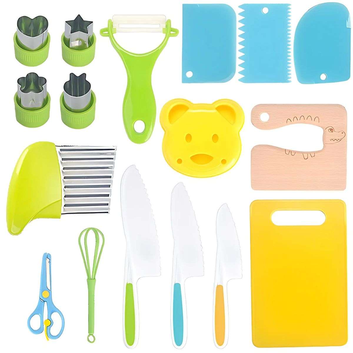 Kidst 17 - Piece Toddler Montessori Kitchen Set - Safe Cooking Utensils for Kids Toy Playsets