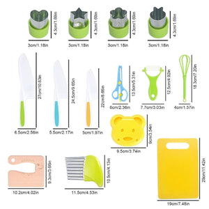 Kidst 17 - Piece Toddler Montessori Kitchen Set - Safe Cooking Utensils for Kids Toy Playsets