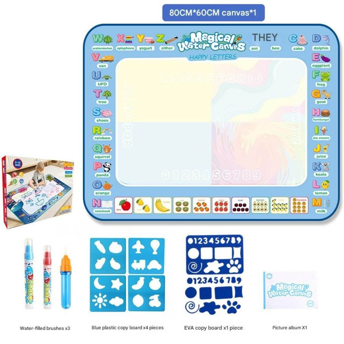 Kidst Aqua Water Doodle Mat with mess-free, reusable water drawing surface for kids learning and creativity