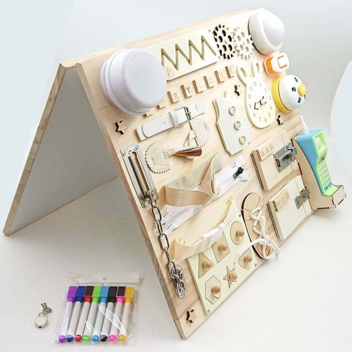 Kidst Large Montessori Wooden Busy Board Collection - Fine Motor Skills & Sensory Toys Montessori Toys