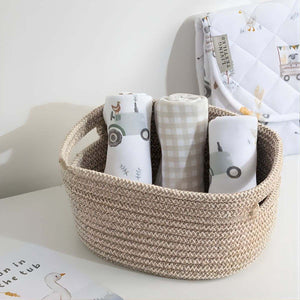 Living Textiles 3 Pack Organic Wash Cloths | Tractor Ride Baby Washcloth