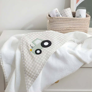 Living Textiles Organic Hooded Towel | Tractor Ride Baby Towel