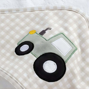 Living Textiles Organic Hooded Towel | Tractor Ride Baby Towel