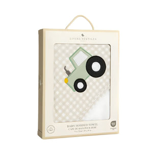 Living Textiles Organic Hooded Towel | Tractor Ride Baby Towel