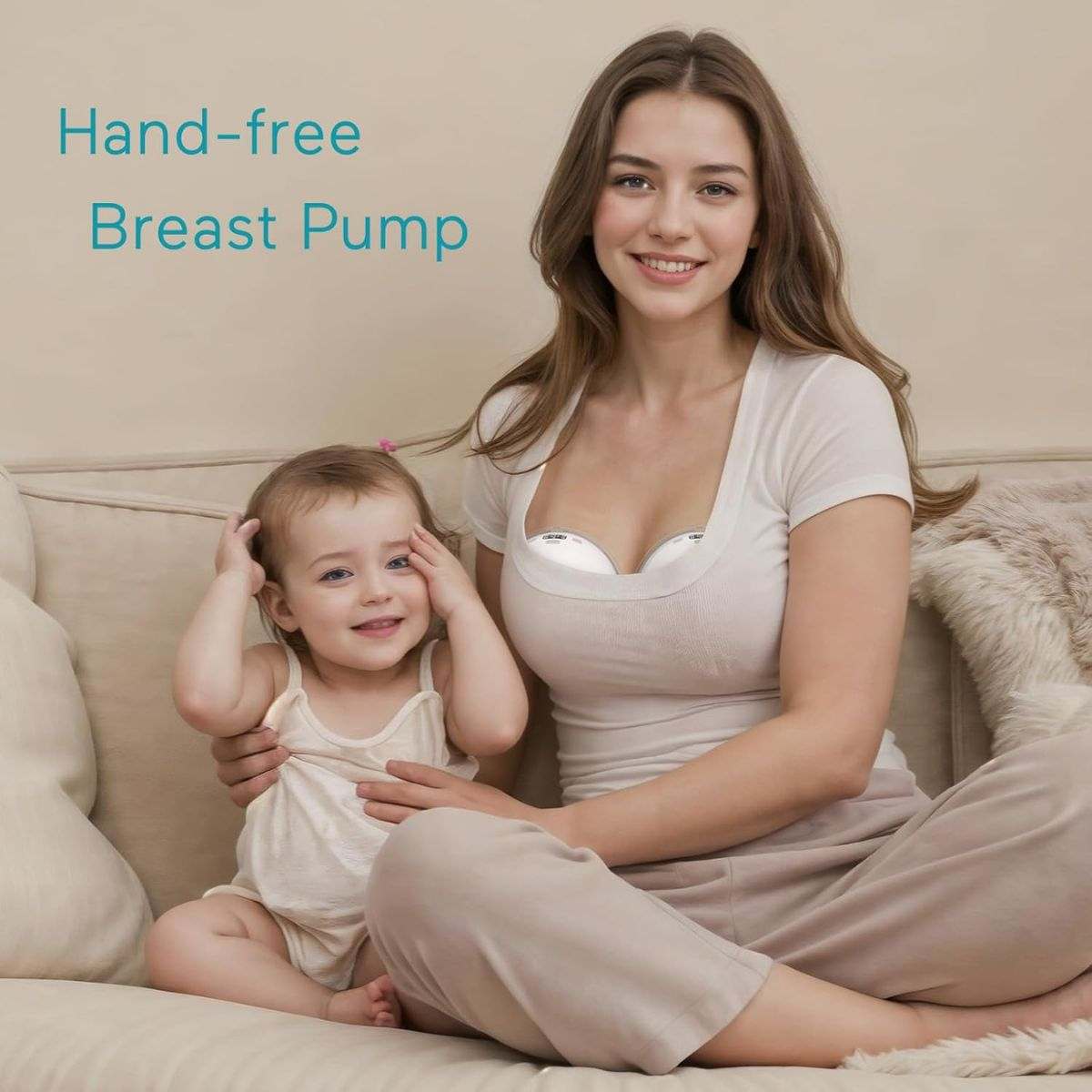 MaterniCare FlowBreeze Pro electric breast pump with 4 flange sizes and hands-free design