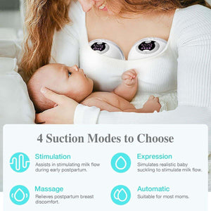 MaterniCare FlowBreeze Pro electric breast pump with 4 flange sizes and hands-free design