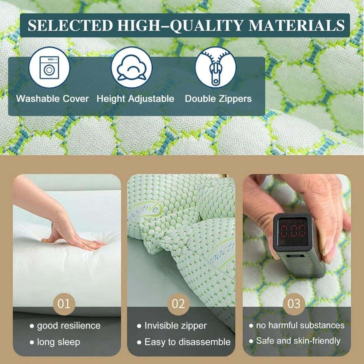 MaterniCare SnuggleMate G-Shape pregnancy pillow in green and grey for full-body maternity support