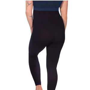 Maternity Leggings in black stretch fabric, showing a smooth fitted silhouette and high over-the-bump waistband