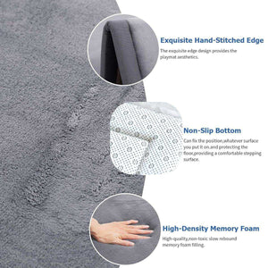 Waterproof memory foam play mat Toddly CushyCrawl V2.0 with non-slip backing and coral velvet surface