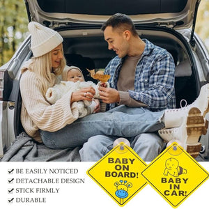 Movana Baby On Board Sign with Suction Cup 12 x 12 CM Large Baby on Board Signs