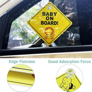 Movana Baby On Board Sign with Suction Cup 12 x 12 CM Large Baby on Board Signs