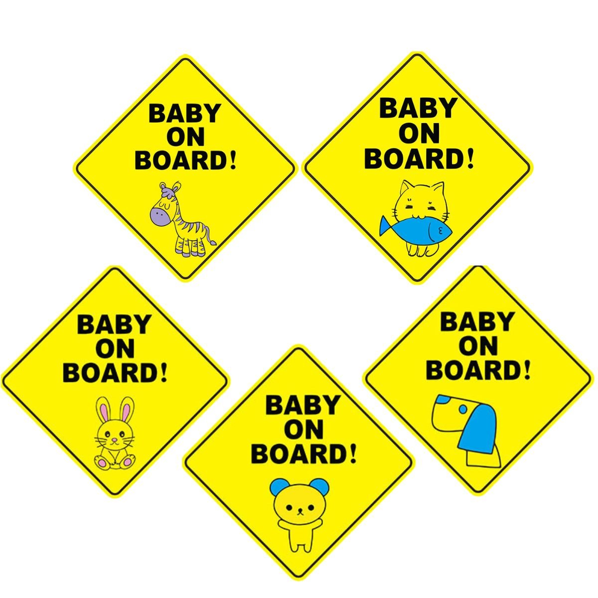 Movana Baby On Board Sign with Suction Cup 12 x 12 CM Large Baby on Board Signs