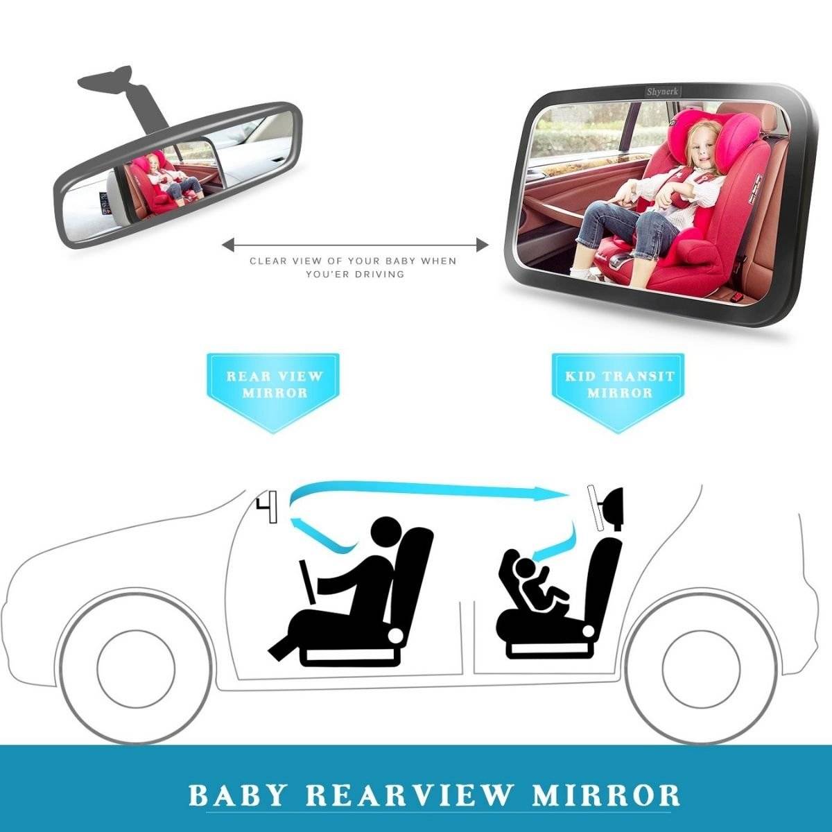 Movana Car Seat Mirror with 360° Rotation | Shatterproof & Adjustable Car Seat Mirror