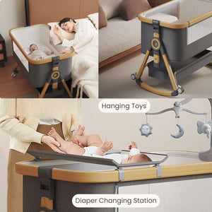 Toddly CuddleCrib 3 - in - 1 Bassinet – Rocker, Adjustable Height & Premium Mattress Baby Bassinet