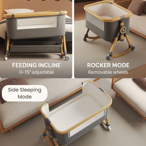 Toddly CuddleCrib 3 - in - 1 Bassinet – Rocker, Adjustable Height & Premium Mattress Baby Bassinet