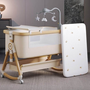 Toddly CuddleCrib 3-in-1 adjustable height baby bassinet with wood grain finish and premium 4D Air Fiber mattress